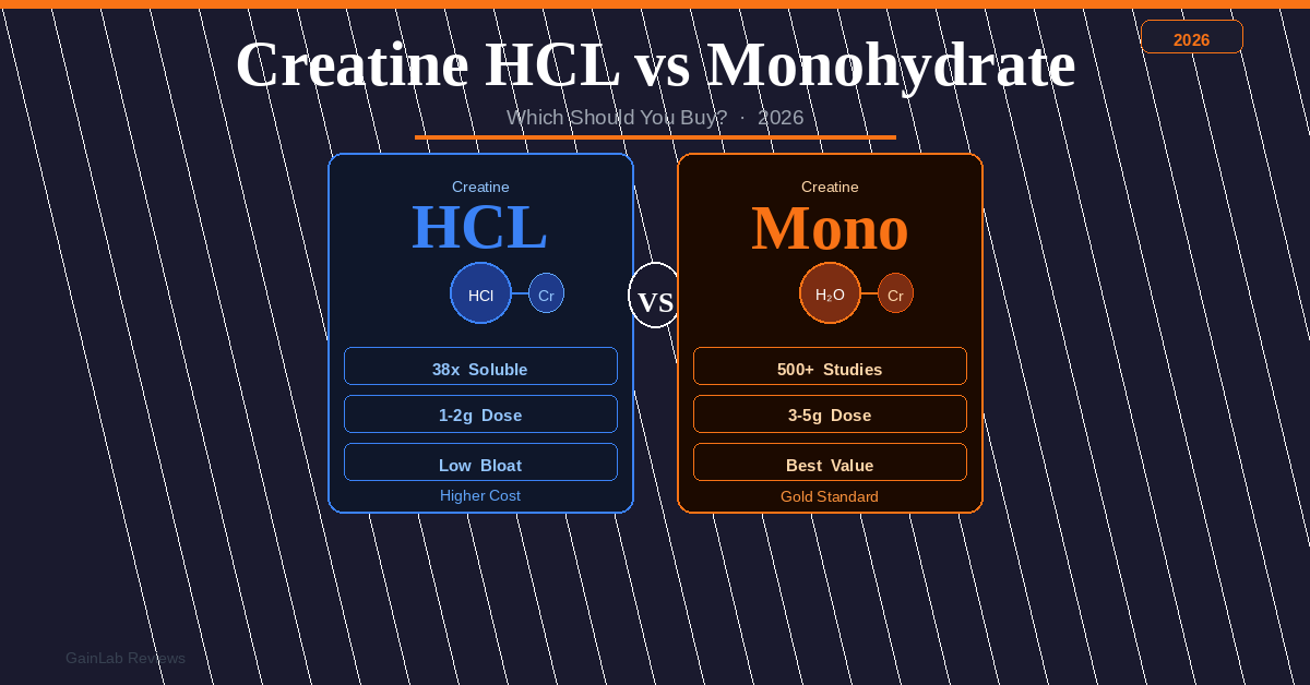 creatine HCL vs monohydrate comparison guide 2026