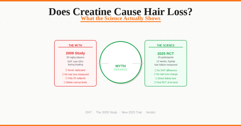 does creatine cause hair loss myth vs science DHT study 2026.